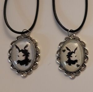 Vintage-Inspired Black and White Bunny Cameo Necklace - Women Jewelry